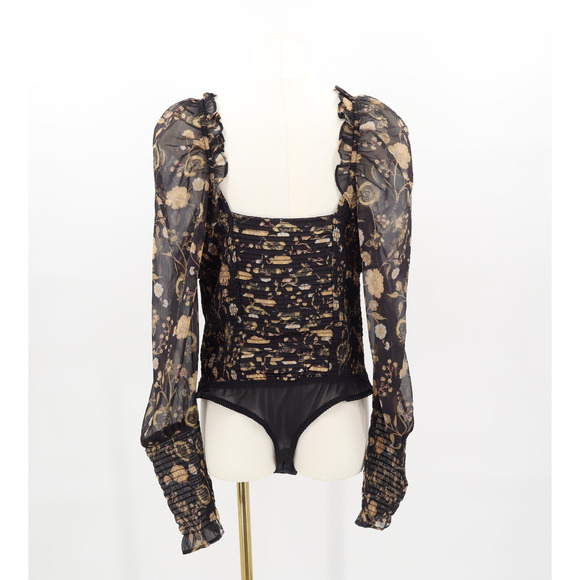 Free People Women's Brunch Date Body Suite Black Combo MD Sz S - Picture 2 of 10